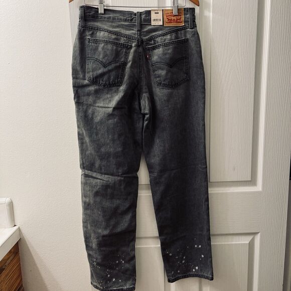Levi's Low Pro Straight Jeans Women's 29 Mid-Rise Gray Wash Splatter Detail Hem - Picture 3 of 10